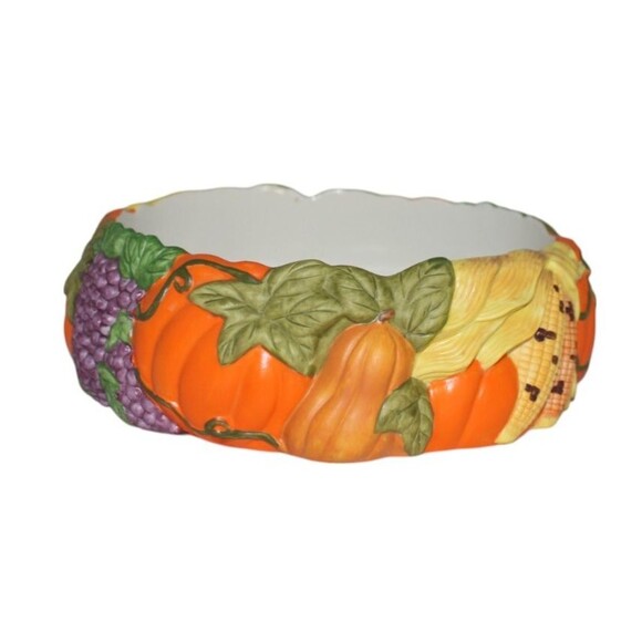 Vintage Partylite Harvest Time 3 Wick Candle Holder Pumpkin Gourd Corn - Picture 5 of 7